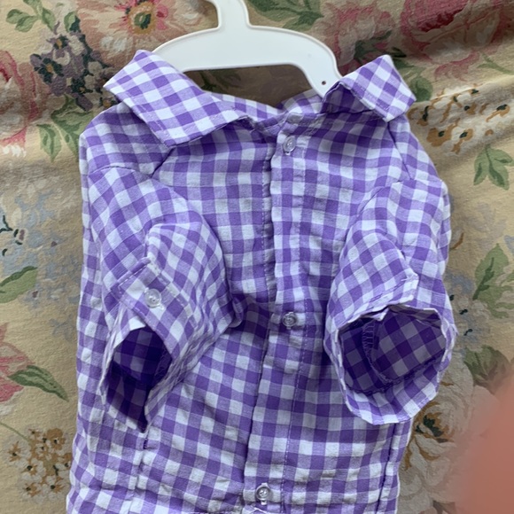 Dog outfit Purple Plaid Dog Dress Shirt - Picture 3 of 3